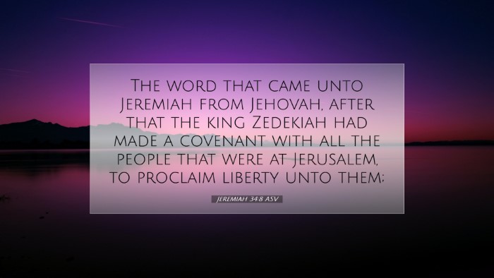 Picture 07 - Jeremiah 34:8 ASV Desktop Wallpaper - The word that came unto Jeremiah from Jehovah, - Desktop Bible Verse Wallpaper