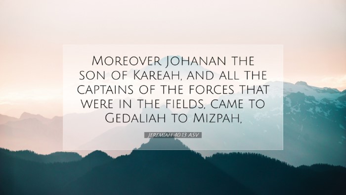 Picture 07 - Jeremiah 40:13 ASV Desktop Wallpaper - Moreover Johanan the son of Kareah, and all the - Desktop Bible Verse Wallpaper