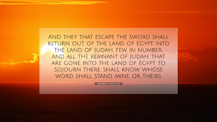 Picture 07 - Jeremiah 44:28 ASV Desktop Wallpaper - And they that escape the sword shall return out - Desktop Bible Verse Wallpaper