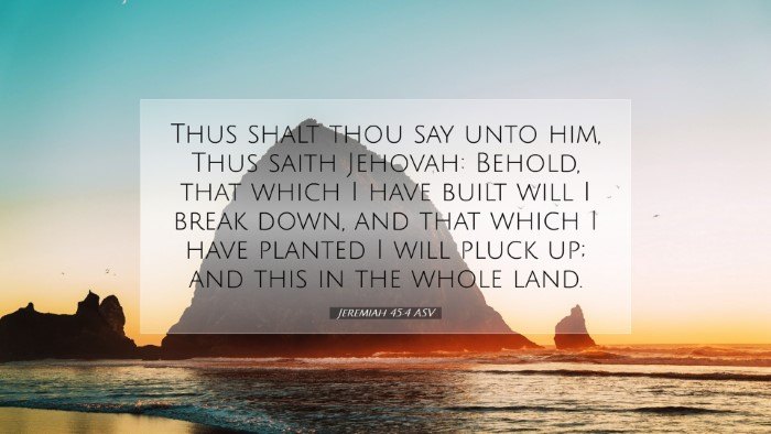 Picture 07 - Jeremiah 45:4 ASV Desktop Wallpaper - Thus shalt thou say unto him, Thus saith Jehovah: - Desktop Bible Verse Wallpaper