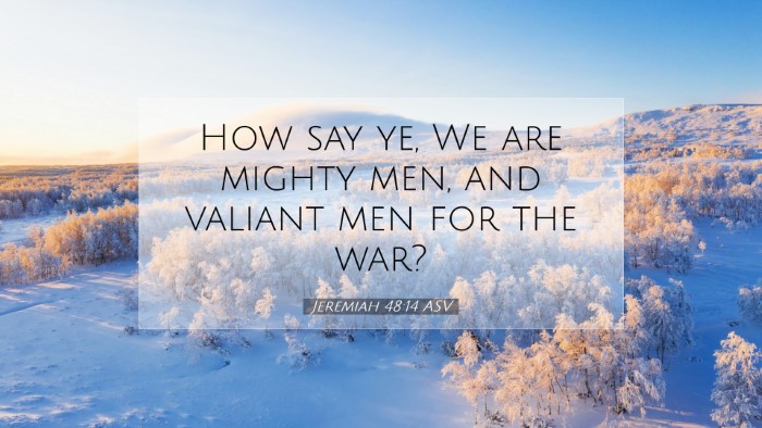 Picture 07 - Jeremiah 48:14 ASV Desktop Wallpaper - How say ye, We are mighty men, and valiant men - Desktop Bible Verse Wallpaper