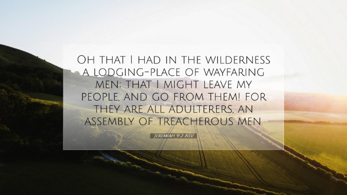 Picture 07 - Jeremiah 9:2 ASV Desktop Wallpaper - Oh that I had in the wilderness a lodging-place - Desktop Bible Verse Wallpaper