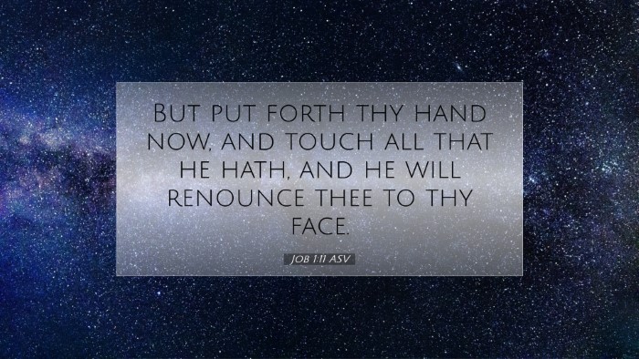 Picture 07 - Job 1:11 ASV Desktop Wallpaper - But put forth thy hand now, and touch all that he - Desktop Bible Verse Wallpaper