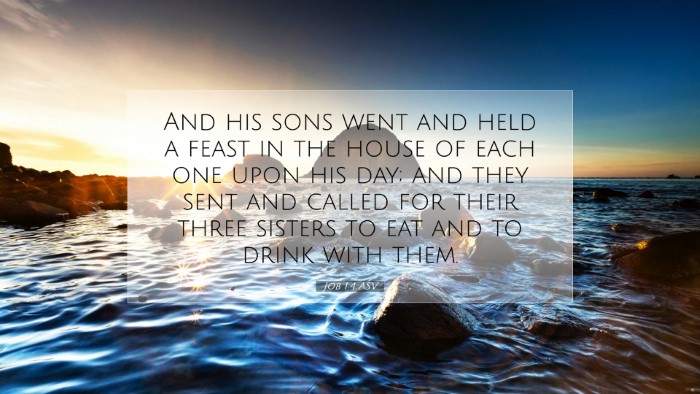 Picture 07 - Job 1:4 ASV Desktop Wallpaper - And his sons went and held a feast in the house - Desktop Bible Verse Wallpaper
