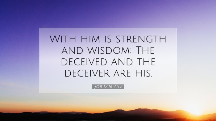 Picture 07 - Job 12:16 ASV Desktop Wallpaper - With him is strength and wisdom; The deceived and - Desktop Bible Verse Wallpaper