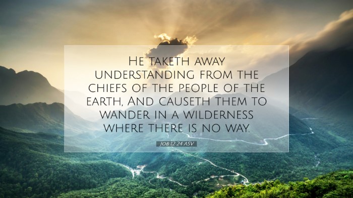 Picture 07 - Job 12:24 ASV Desktop Wallpaper - He taketh away understanding from the chiefs of - Desktop Bible Verse Wallpaper