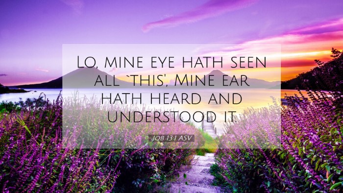 Picture 07 - Job 13:1 ASV Desktop Wallpaper - Lo, mine eye hath seen all `this', Mine ear hath - Desktop Bible Verse Wallpaper