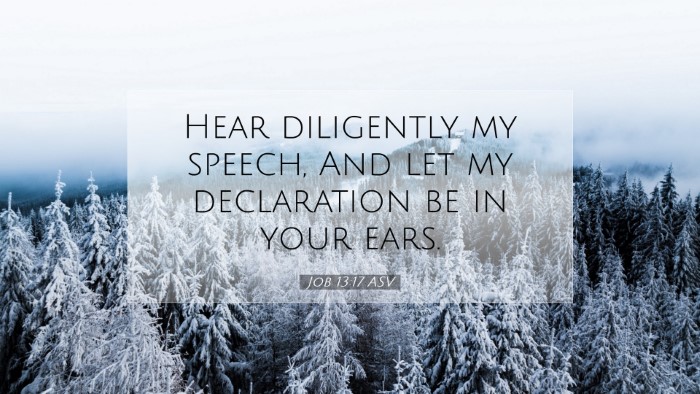 Picture 07 - Job 13:17 ASV Desktop Wallpaper - Hear diligently my speech, And let my declaration - Desktop Bible Verse Wallpaper