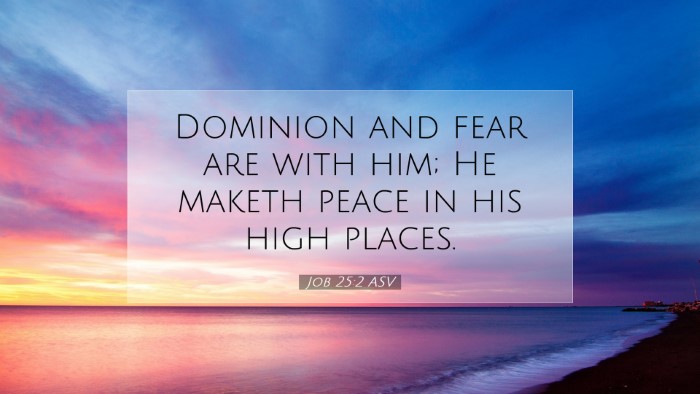 Picture 07 - Job 25:2 ASV Desktop Wallpaper - Dominion and fear are with him; He maketh peace - Desktop Bible Verse Wallpaper