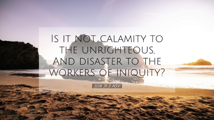 Picture 07 - Job 31:3 ASV Desktop Wallpaper - Is it not calamity to the unrighteous, And - Desktop Bible Verse Wallpaper