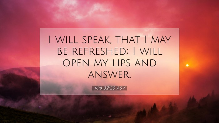 Picture 07 - Job 32:20 ASV Desktop Wallpaper - I will speak, that I may be refreshed; I will - Desktop Bible Verse Wallpaper