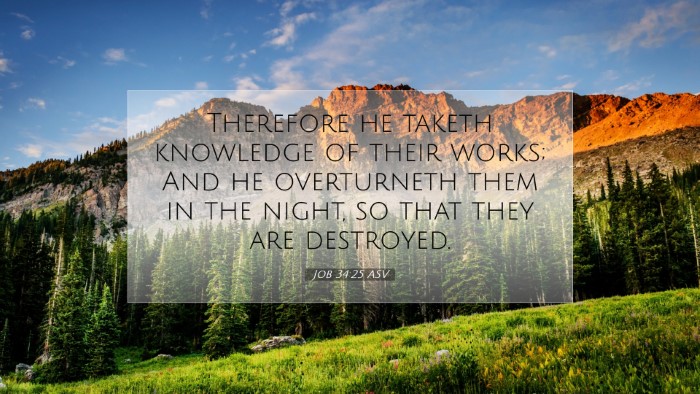 Picture 07 - Job 34:25 ASV Desktop Wallpaper - Therefore he taketh knowledge of their works; And - Desktop Bible Verse Wallpaper