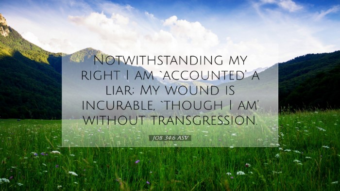 Picture 07 - Job 34:6 ASV Desktop Wallpaper - Notwithstanding my right I am `accounted' a liar; - Desktop Bible Verse Wallpaper