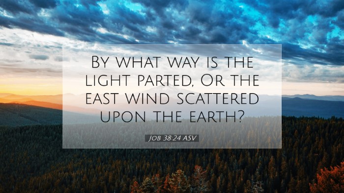 Picture 07 - Job 38:24 ASV Desktop Wallpaper - By what way is the light parted, Or the east wind - Desktop Bible Verse Wallpaper