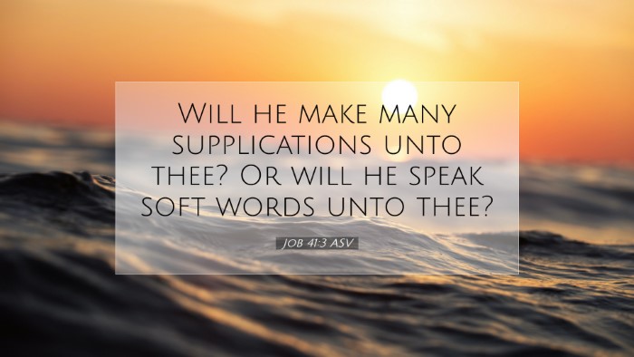 Picture 07 - Job 41:3 ASV Desktop Wallpaper - Will he make many supplications unto thee? Or - Desktop Bible Verse Wallpaper
