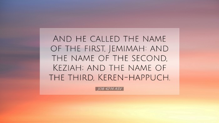 Picture 07 - Job 42:14 ASV Desktop Wallpaper - And he called the name of the first, Jemimah: and - Desktop Bible Verse Wallpaper
