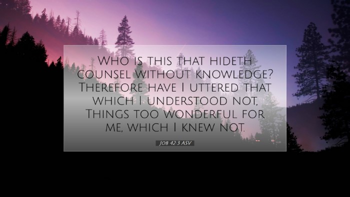 Picture 07 - Job 42:3 ASV Desktop Wallpaper - Who is this that hideth counsel without - Desktop Bible Verse Wallpaper