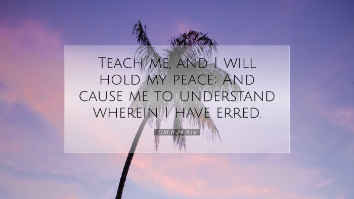 Picture 07 - Job 6:24 ASV Desktop Wallpaper - Teach me, and I will hold my peace; And cause me - Desktop Bible Verse Wallpaper