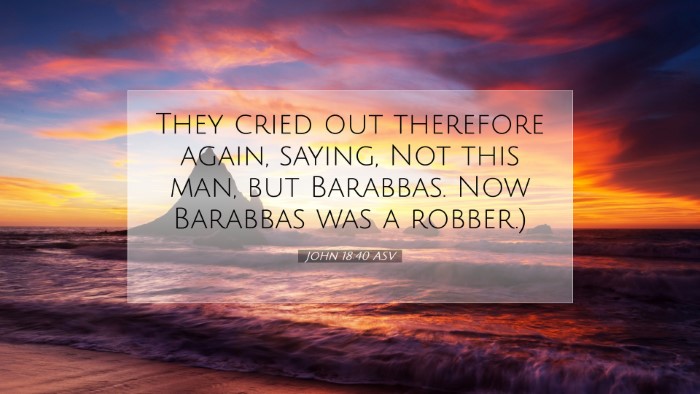 Picture 07 - John 18:40 ASV Desktop Wallpaper - They cried out therefore again, saying, Not this - Desktop Bible Verse Wallpaper