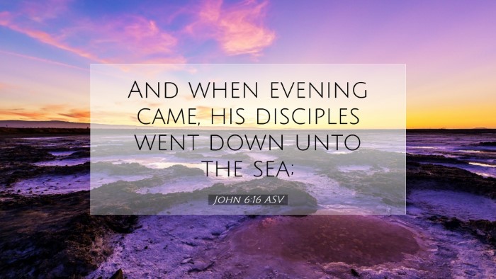 Picture 07 - John 6:16 ASV Desktop Wallpaper - And when evening came, his disciples went down - Desktop Bible Verse Wallpaper
