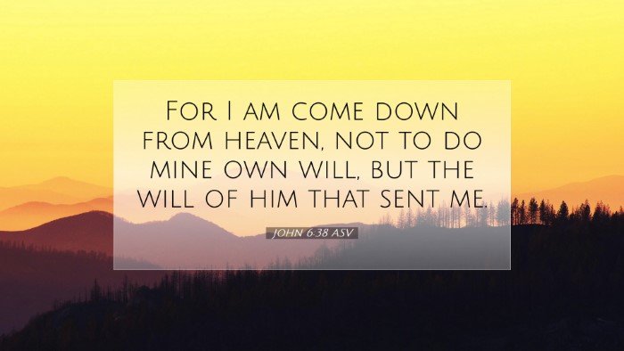 Picture 07 - John 6:38 ASV Desktop Wallpaper - For I am come down from heaven, not to do mine - Desktop Bible Verse Wallpaper