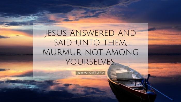 Picture 07 - John 6:43 ASV Desktop Wallpaper - Jesus answered and said unto them, Murmur not - Desktop Bible Verse Wallpaper