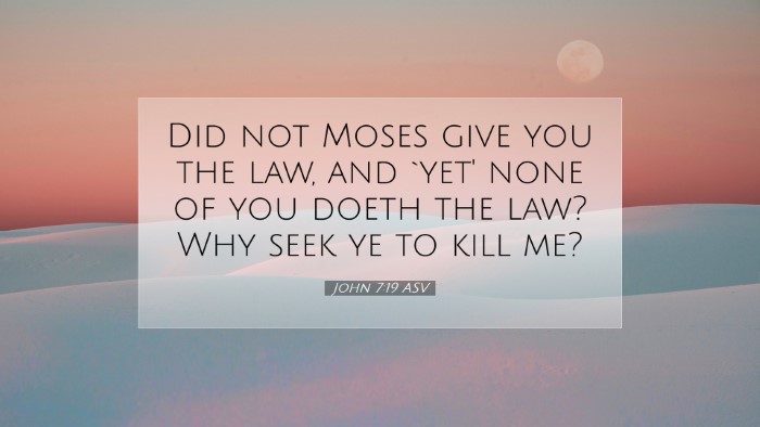 Picture 07 - John 7:19 ASV Desktop Wallpaper - Did not Moses give you the law, and `yet' none of - Desktop Bible Verse Wallpaper