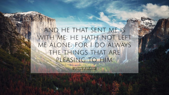 Picture 07 - John 8:29 ASV Desktop Wallpaper - And he that sent me is with me; he hath not left - Desktop Bible Verse Wallpaper