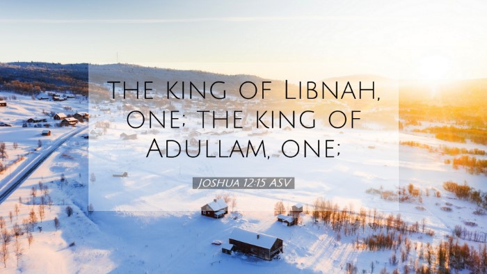 Picture 07 - Joshua 12:15 ASV Desktop Wallpaper - the king of Libnah, one; the king of Adullam, - Desktop Bible Verse Wallpaper