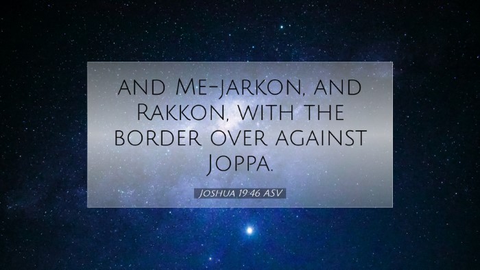 Picture 07 - Joshua 19:46 ASV Desktop Wallpaper - and Me-jarkon, and Rakkon, with the border over - Desktop Bible Verse Wallpaper