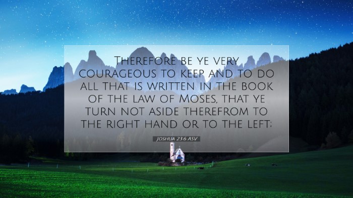 Picture 07 - Joshua 23:6 ASV Desktop Wallpaper - Therefore be ye very courageous to keep and to do - Desktop Bible Verse Wallpaper