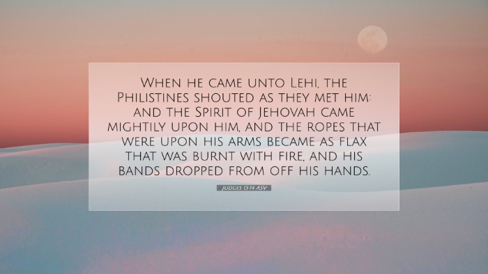 Picture 07 - Judges 15:14 ASV Desktop Wallpaper - When he came unto Lehi, the Philistines shouted - Desktop Bible Verse Wallpaper
