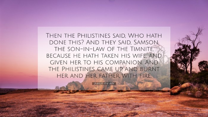 Picture 07 - Judges 15:6 ASV Desktop Wallpaper - Then the Philistines said, Who hath done this? - Desktop Bible Verse Wallpaper