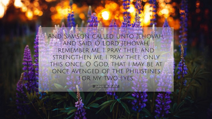 Picture 07 - Judges 16:28 ASV Desktop Wallpaper - And Samson called unto Jehovah, and said, O Lord - Desktop Bible Verse Wallpaper