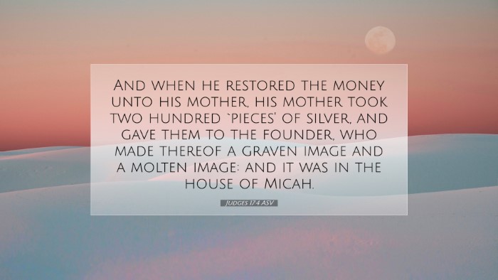 Picture 07 - Judges 17:4 ASV Desktop Wallpaper - And when he restored the money unto his mother, - Desktop Bible Verse Wallpaper