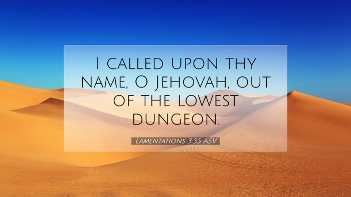 Picture 07 - Lamentations 3:55 ASV Desktop Wallpaper - I called upon thy name, O Jehovah, out of the - Desktop Bible Verse Wallpaper