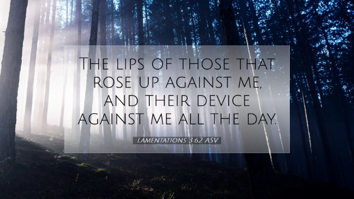 Picture 07 - Lamentations 3:62 ASV Desktop Wallpaper - The lips of those that rose up against me, and - Desktop Bible Verse Wallpaper
