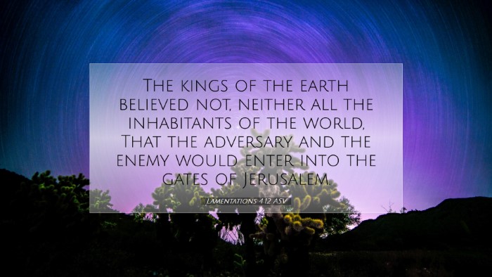 Picture 07 - Lamentations 4:12 ASV Desktop Wallpaper - The kings of the earth believed not, neither all - Desktop Bible Verse Wallpaper