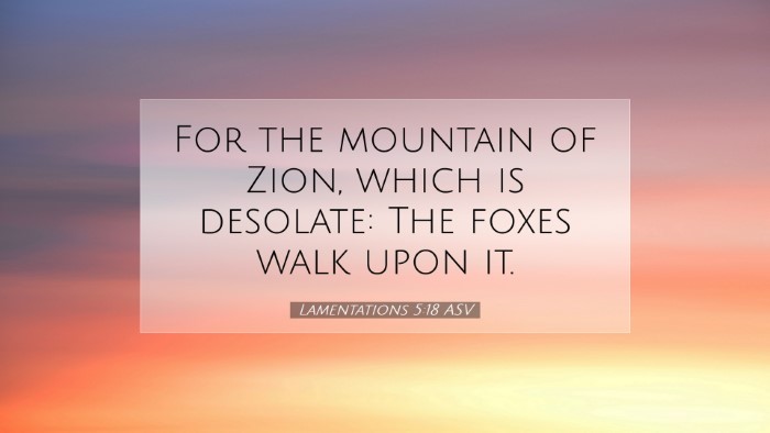 Picture 07 - Lamentations 5:18 ASV Desktop Wallpaper - For the mountain of Zion, which is desolate: The - Desktop Bible Verse Wallpaper