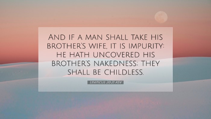 Picture 07 - Leviticus 20:21 ASV Desktop Wallpaper - And if a man shall take his brother's wife, it is - Desktop Bible Verse Wallpaper