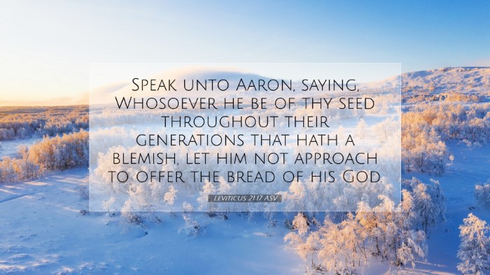 Picture 07 - Leviticus 21:17 ASV Desktop Wallpaper - Speak unto Aaron, saying, Whosoever he be of thy - Desktop Bible Verse Wallpaper