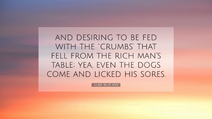Picture 07 - Luke 16:21 ASV Desktop Wallpaper - and desiring to be fed with the `crumbs' that - Desktop Bible Verse Wallpaper