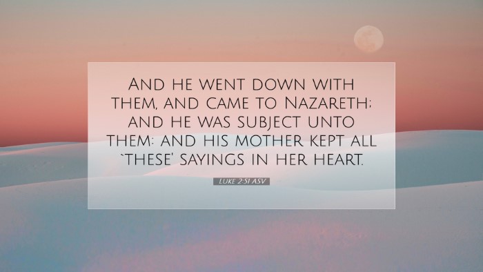 Picture 07 - Luke 2:51 ASV Desktop Wallpaper - And he went down with them, and came to Nazareth; - Desktop Bible Verse Wallpaper