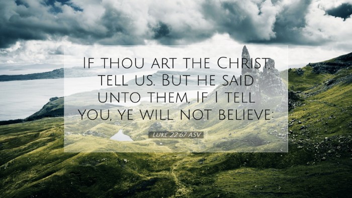 Picture 07 - Luke 22:67 ASV Desktop Wallpaper - If thou art the Christ, tell us. But he said unto - Desktop Bible Verse Wallpaper