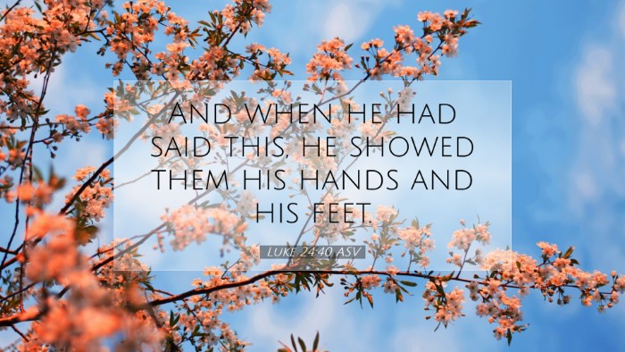 Picture 07 - Luke 24:40 ASV Desktop Wallpaper - And when he had said this, he showed them his - Desktop Bible Verse Wallpaper