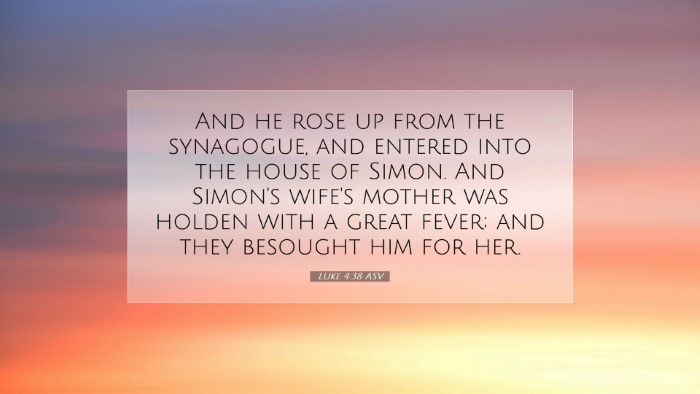 Picture 07 - Luke 4:38 ASV Desktop Wallpaper - And he rose up from the synagogue, and entered - Desktop Bible Verse Wallpaper