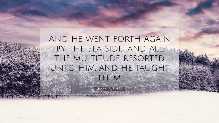 Picture 07 - Mark 2:13 ASV Desktop Wallpaper - And he went forth again by the sea side; and all - Desktop Bible Verse Wallpaper