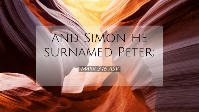 Picture 07 - Mark 3:16 ASV Desktop Wallpaper - and Simon he surnamed - Desktop Bible Verse Wallpaper