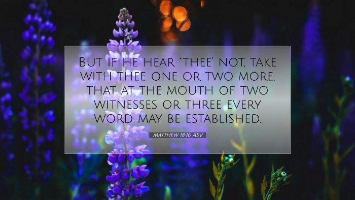 Picture 07 - Matthew 18:16 ASV Desktop Wallpaper - But if he hear `thee' not, take with thee one or - Desktop Bible Verse Wallpaper