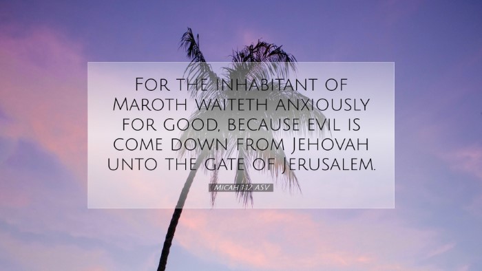 Picture 07 - Micah 1:12 ASV Desktop Wallpaper - For the inhabitant of Maroth waiteth anxiously - Desktop Bible Verse Wallpaper